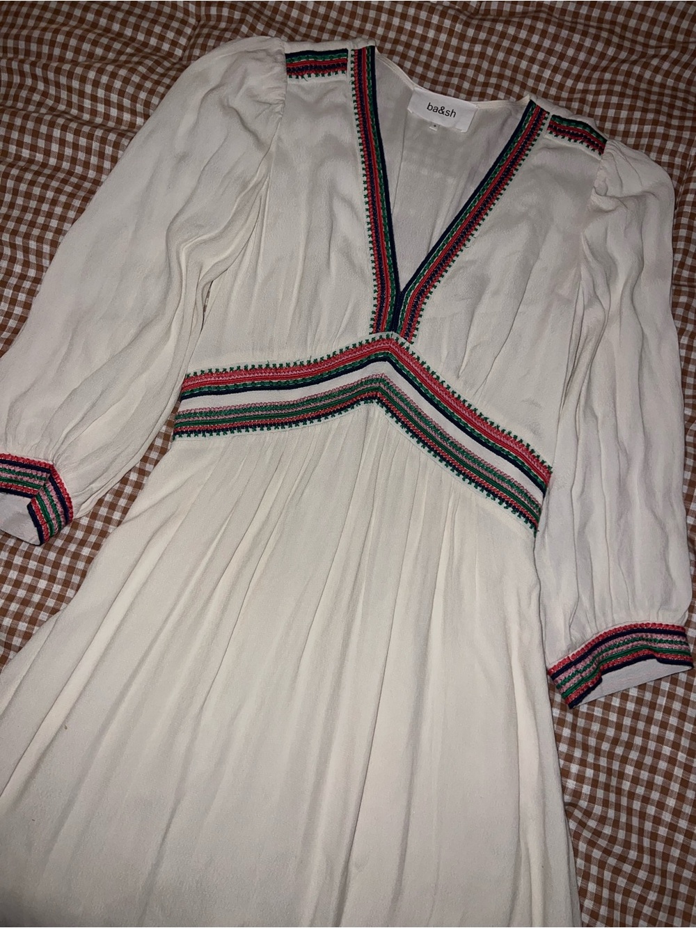 Ba&sh Tanina embroidered midi dress in white